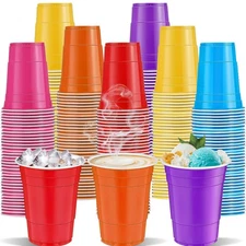 120 pcs 16 oz colourful plastic cups Assorted Colors plastic cups 16 oz color...