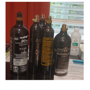 Pure Energy CO2 Paintball Tanks Lot, JT Model, 9 oz 16 oz & 20 oz.
