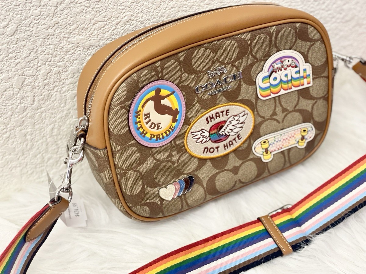 NWT Coach CJ605 Jamie Camera Bag In Signature Canvas With Patches