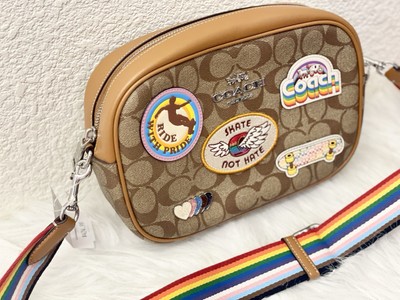 NWT Coach CJ605 Jamie Camera Bag In Signature Canvas With Patches