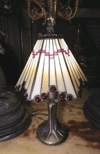 Table Lamp Bedside Tiffany Style Glass Shade  Lamp Red  Jewelled Electric Lamp