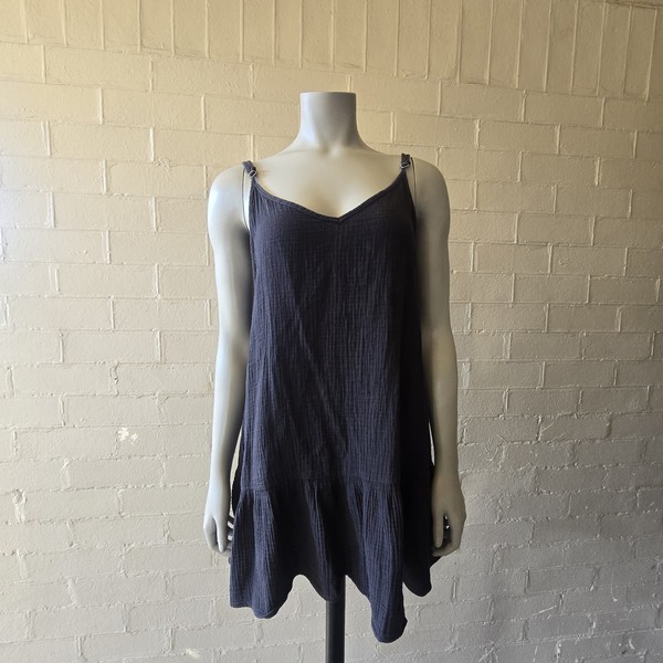 Body By Cotton On Black Textured Mini Slip Dress Adjustable Straps AU XS