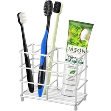 Stainless Steel Toothbrush Holder with Toothpaste Stand Small Bathroom Organizer