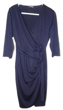 Berydress Classic Wrap Dress w Side Zip-L, slimming navy blue