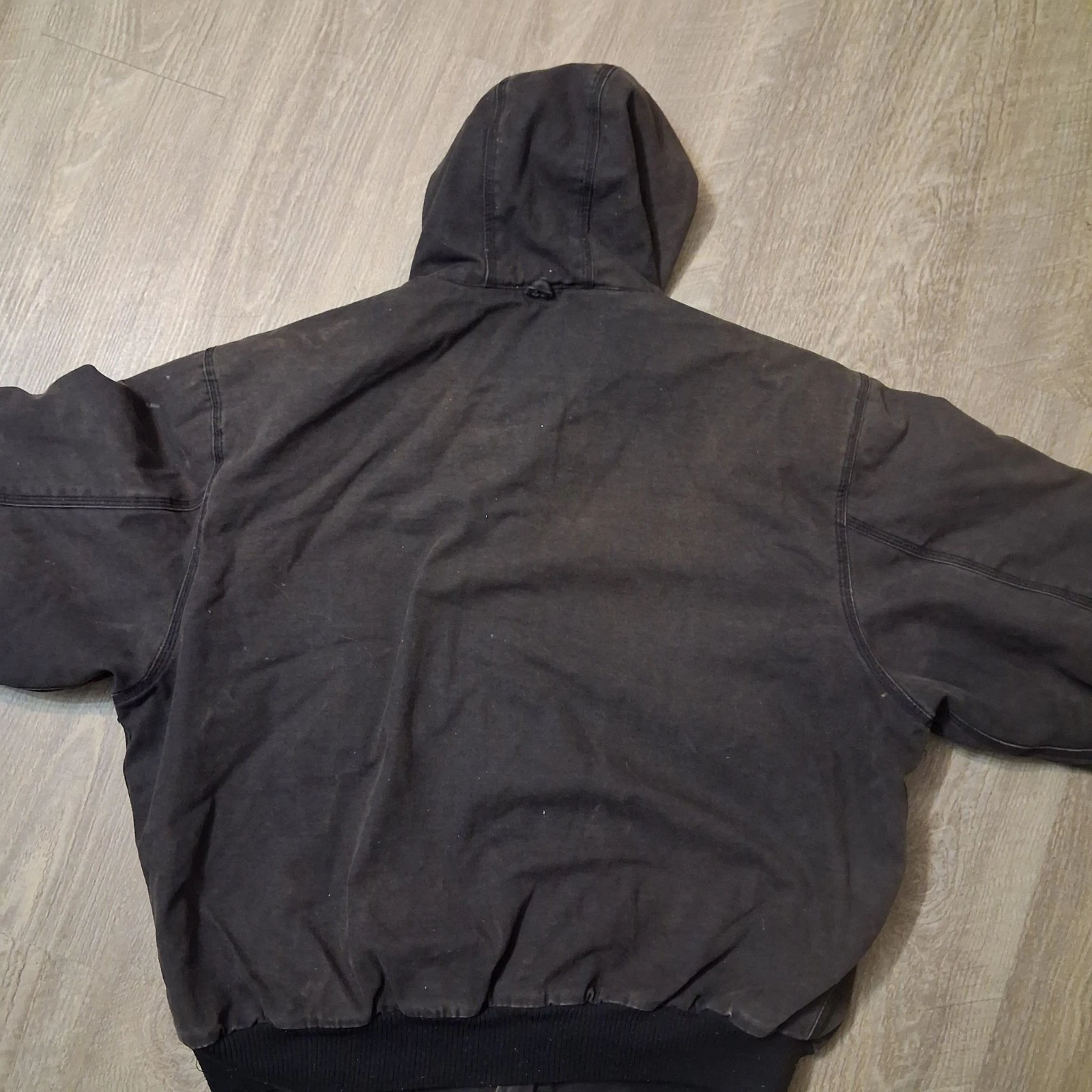 Walls Hooded Work Jacket Full Zip Black Thrashed Distressed Sun Faded XL - product detail image 3