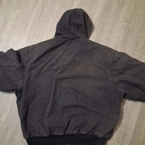 Walls Hooded Work Jacket Full Zip Black Thrashed Distressed Sun Faded XL image 3