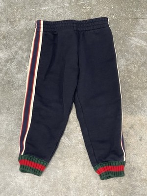 Gucci Made in Italy Designer Black  Cuff Stripe Sweat Pants Boys Size 24m 