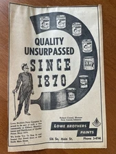 Lowe Brothers Paints 1958 Newspaper Ad Clipping Elkhart Indiana