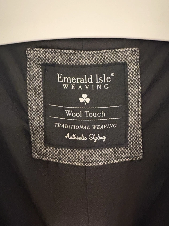 Мужской плетеный жилет Emerald Isle 4XL шерстяной сенсорный серый черный твид Великобритания 52 ЕС 62 - Изображение 3 из 4