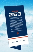 Pete Alonso Mets All Time Home Run HR Leader #253 Commemorative Ticket 8/12/25