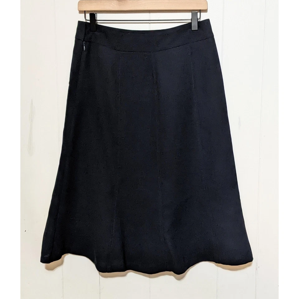 Jones Wear Skirt Womens 4 Black A-Line Flare Paneled Midi Zip Career Office Work - Image 2 of 4