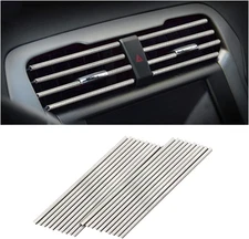 20PCS Car Air Conditioner Decoration Strip, Auto Air Vent Outlet Chrome DIY Trim