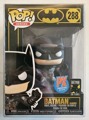 FUNKO POP HEROES 288 BATMAN (DAMNED) FIGURE with PROTECTOR PX PREVIEWS EXCLUSIVE