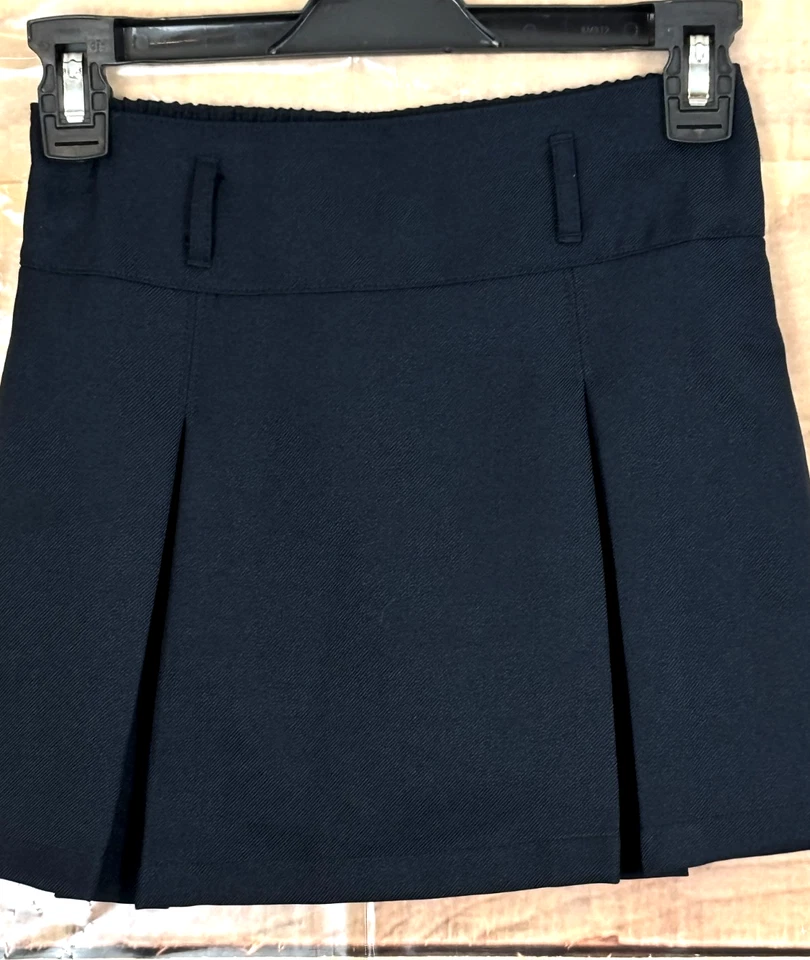 Nautica 女孩 7 海军蓝 Skort 校服打褶前弹性腰背 — 第 2/4 张图片