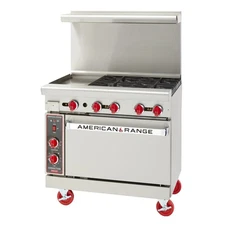 American Range 36" Commercial (4) Burner Gas Range w/ 12" Raised Griddle