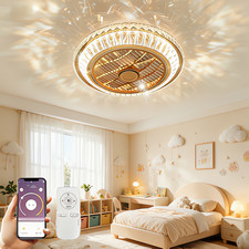 Quiet 72 W LED Ceiling Fan with Lighting with Remote Control,Gold Modern