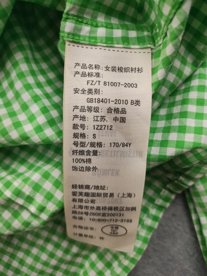 Camisa Abercrombie & Fitch Niñas Jóvenes Juniors Pequeña Verde Cuadros Guinga Manga Larga Foto 4 de 4