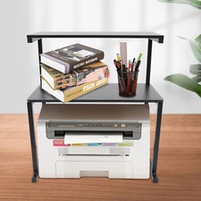 Printer Shelf for Desk - Desktop Printer Stand with 2 Storage Compartment