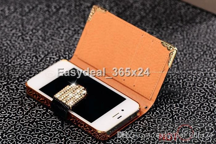 Glitter Bling Leather Rhinestones Wallet Case Cover for Apple iPhone 6 Plus 5.5 - Image 3 of 4