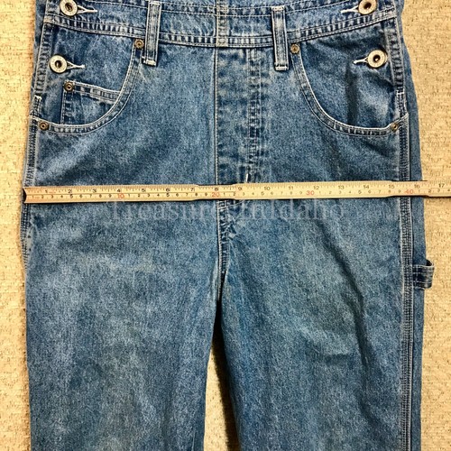 Y2K Vintage 90’s Route 66 Blue Denim Overalls Carpenter Cargo Bib Juniors Sz. M - Picture 10 of 20