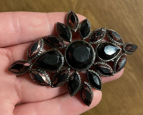 Broche prendedor vintage de ónix negro Liz Claiborne joyería A7 - Imagen 5 de 12