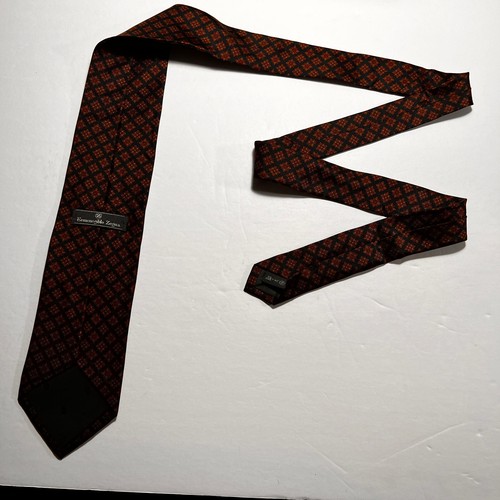 Ermenegildo Zegna Tie Men's Brown Floral 100% Silk Necktie Handmade In Italy - Picture 7 of 7