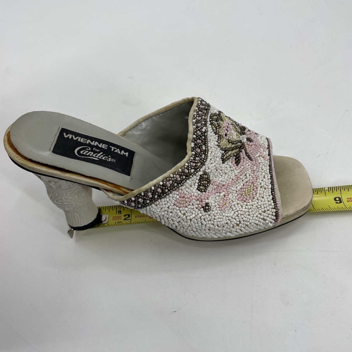 Vivienne Tam アイボリー ハイヒール Vintage Vivienne Tam Candies Beaded Heels Platform Asian