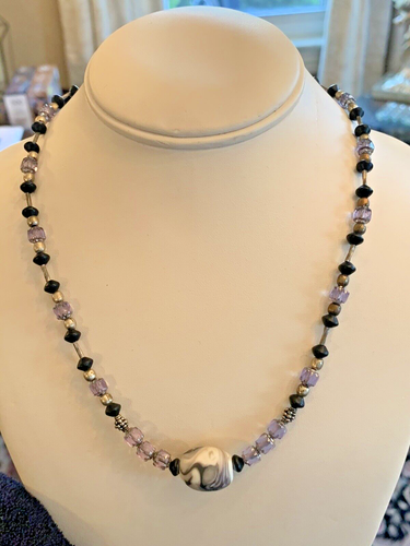 Rzadki vintage Navajo Indyjska lawenda agat wisiorek naszyjnik około 1970 roku - Zdjęcie 9 z 9