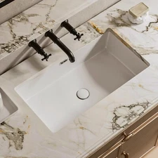 Los Flexi 28″L x 16″W Rectangular Undermount Bathroom Sink White With Overflow