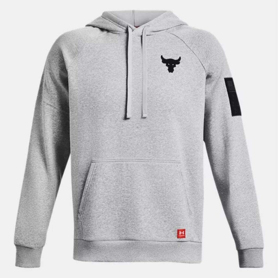 NWT Mens Under Armour Project Rock Rival Fleece Veterans Day Hoodie XLT