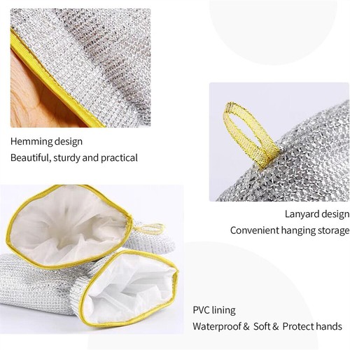 1-4PCS Dishwashing, Waterproof Gloves, Non-staining, Steel Kitchen Wire, Rag UK - Picture 13 of 18