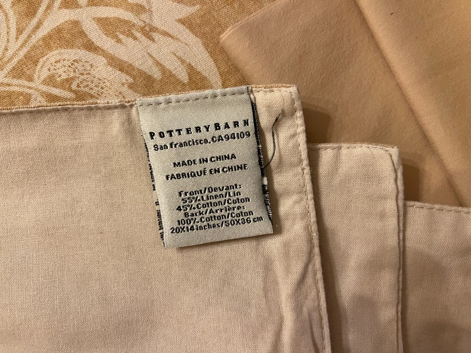 Pottery Barn Set of 4 GOLD Paisley Linen/Cotton PLACE MATS w/Napkins - Image 2 of 2