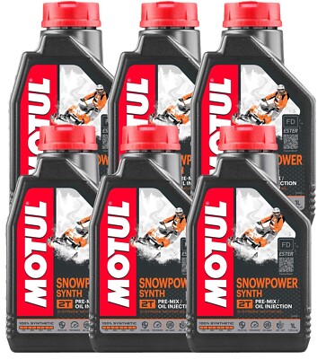 Motul Snowpower 6 Liters Synth 2T Pre Mix Oil Injection 2Stroke Motor Oil 6 x 1L