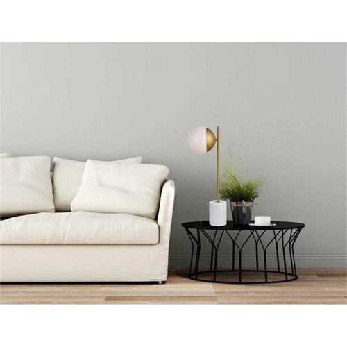 Living District Eclipse 1-Light Metal Table Lamp in Brass and Frosted White - Picture 2 of 3