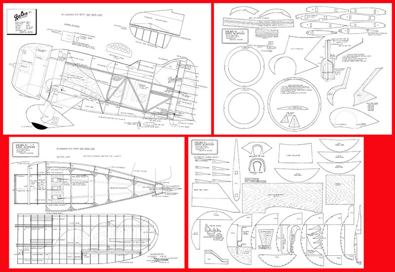 Model Airplane Plans (RC): Gee Bee R-1 Super Sportster ¼ Scale 75