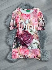 Floral logo Print mini dress with 7/8 sleeves M BNWoT