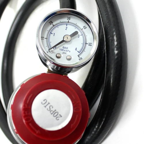 High Pressure Adjustable LP Propane Regulator Gauge QCC1 & 4' BBQ Hose 20PSI - Picture 4 of 5