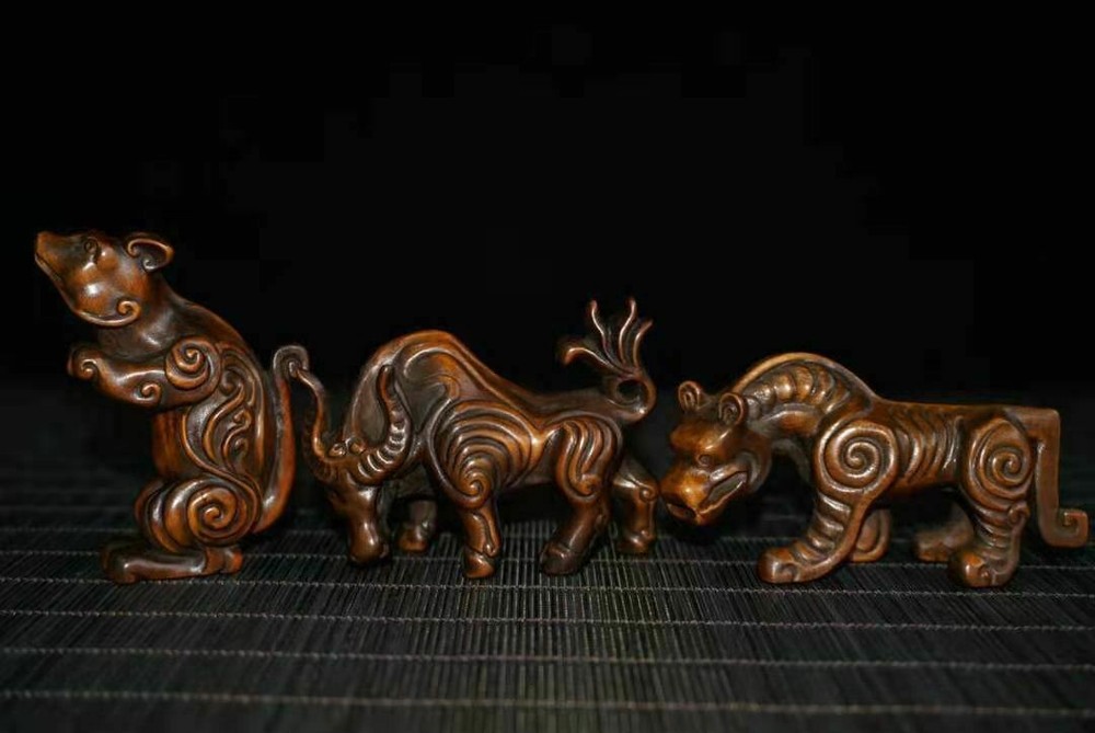 Chinese Natural Boxwood Handmade Exquisite Statue 10188