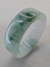 Icy Ice Bluish Green Natural Jadeite Jade Band Ring  US SIZE 13.5  22.60mm