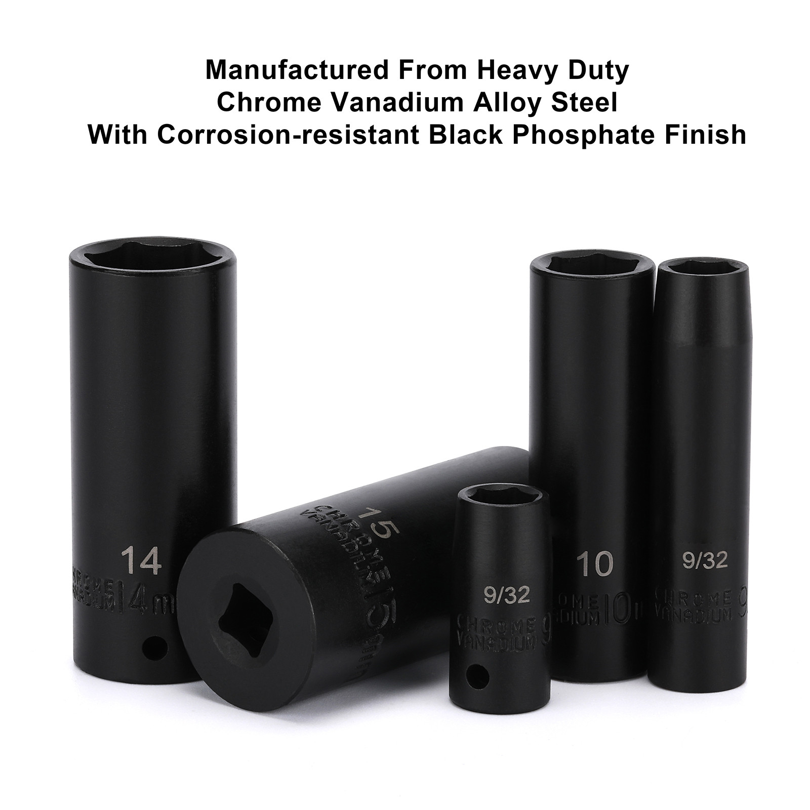 50PCS 1/4" Drive Master Impact Socket Set  6-Point SAE/Metric 5/32 Inch