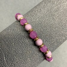 Faceted Round Bracelet Light Dark Purple Gold Stretch Retro BoHo Soft Girl