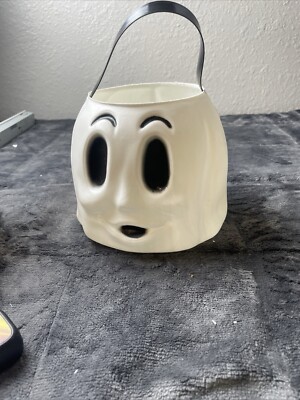 VTG Empire Blow Mold Halloween Candy Bucket Pail Ghost Plastic 024633 USA Made