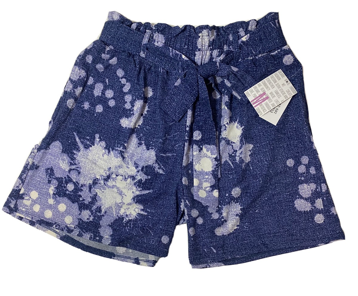 LuLaRoe Ella Paper Bag Shorts Lavender Navy Blue Size Medium