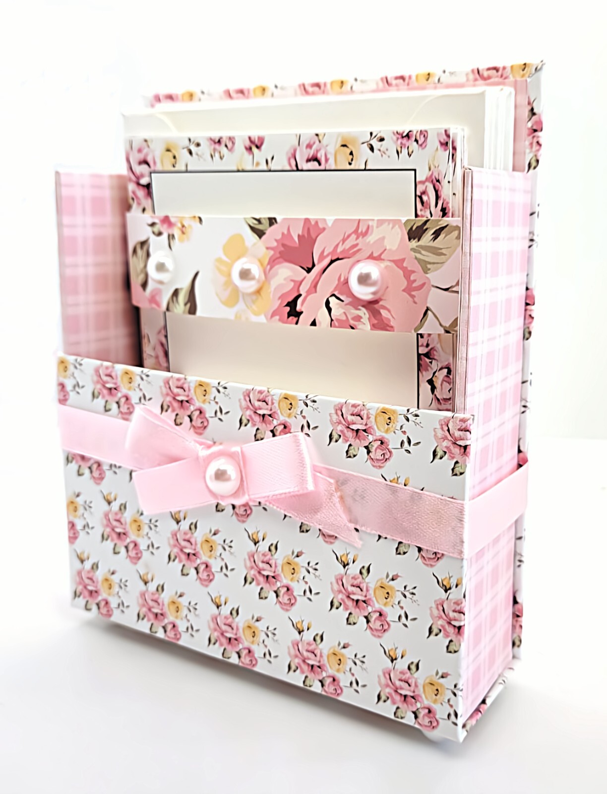 Set, Desktop Organizer & Gold Pen, Pink/yellow Posies
