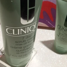 New~Clinique 7 day scrub cream 3.4 oz. & travel size 1 oz.