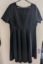 Black Plus Size Knee Length Dress 1XL Shein