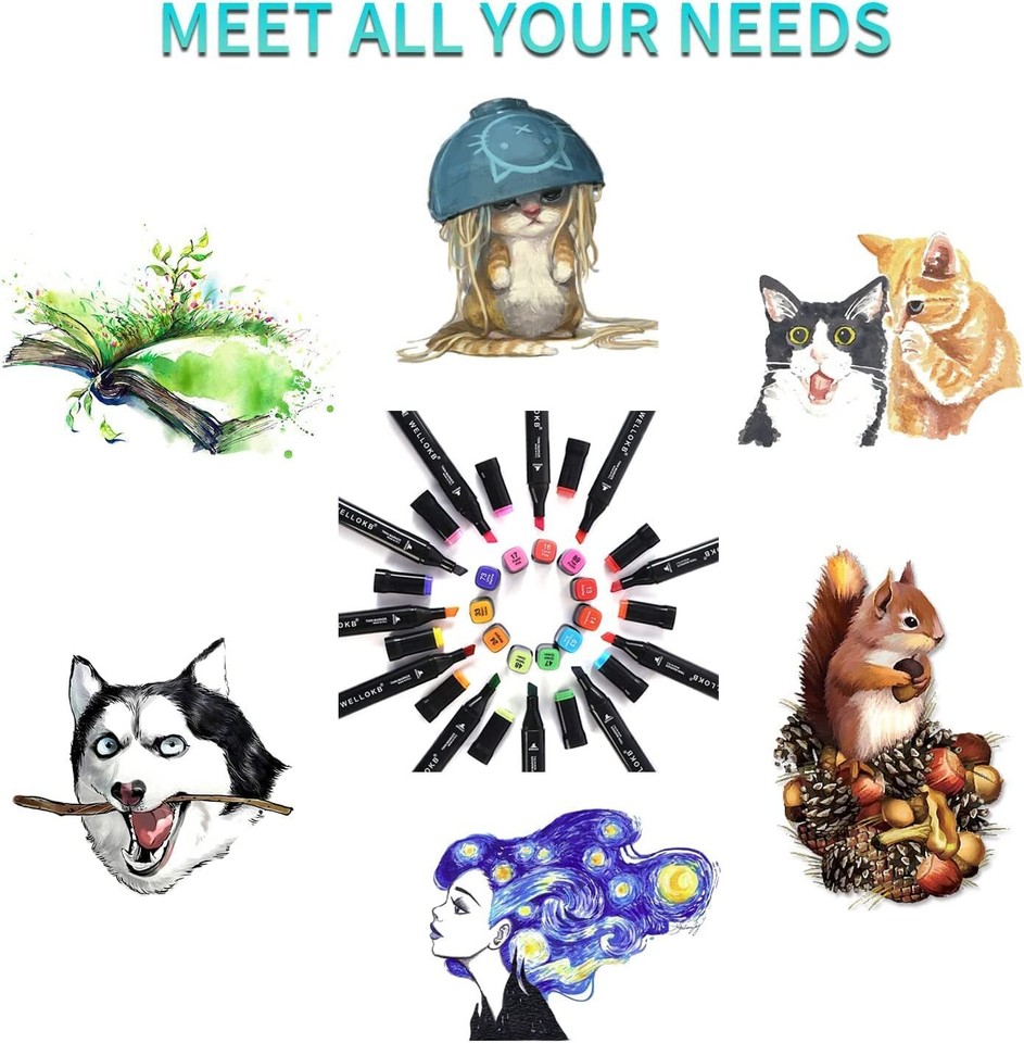 Alcohol Based Marker with Case, 80 Colors Dual Brush Tip Permanent Art