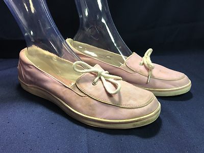 GRASSHOPPERS Women's Size 11M Pink Canvas Lace Oxford Boat Sneaker Shoe 