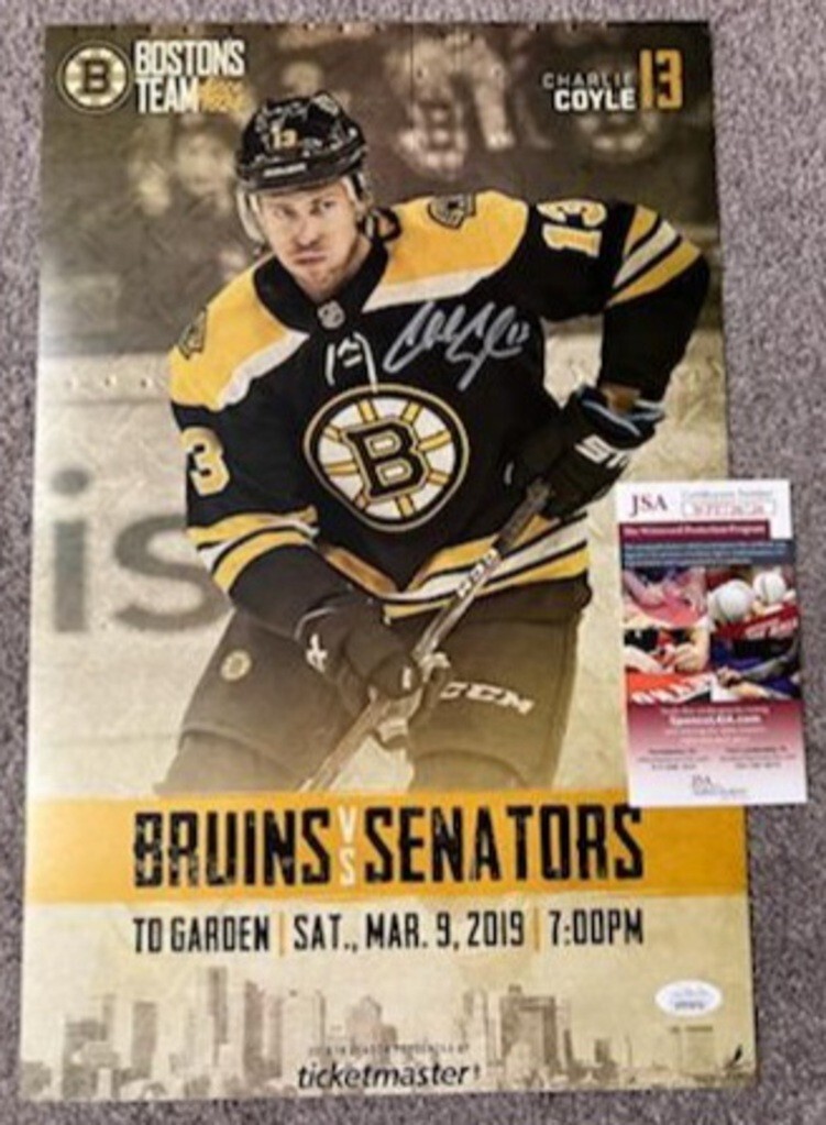 Charlie Coyle Autographed Signed Boston Bruins 11x17 Ticketmaster gameday photo JSA 