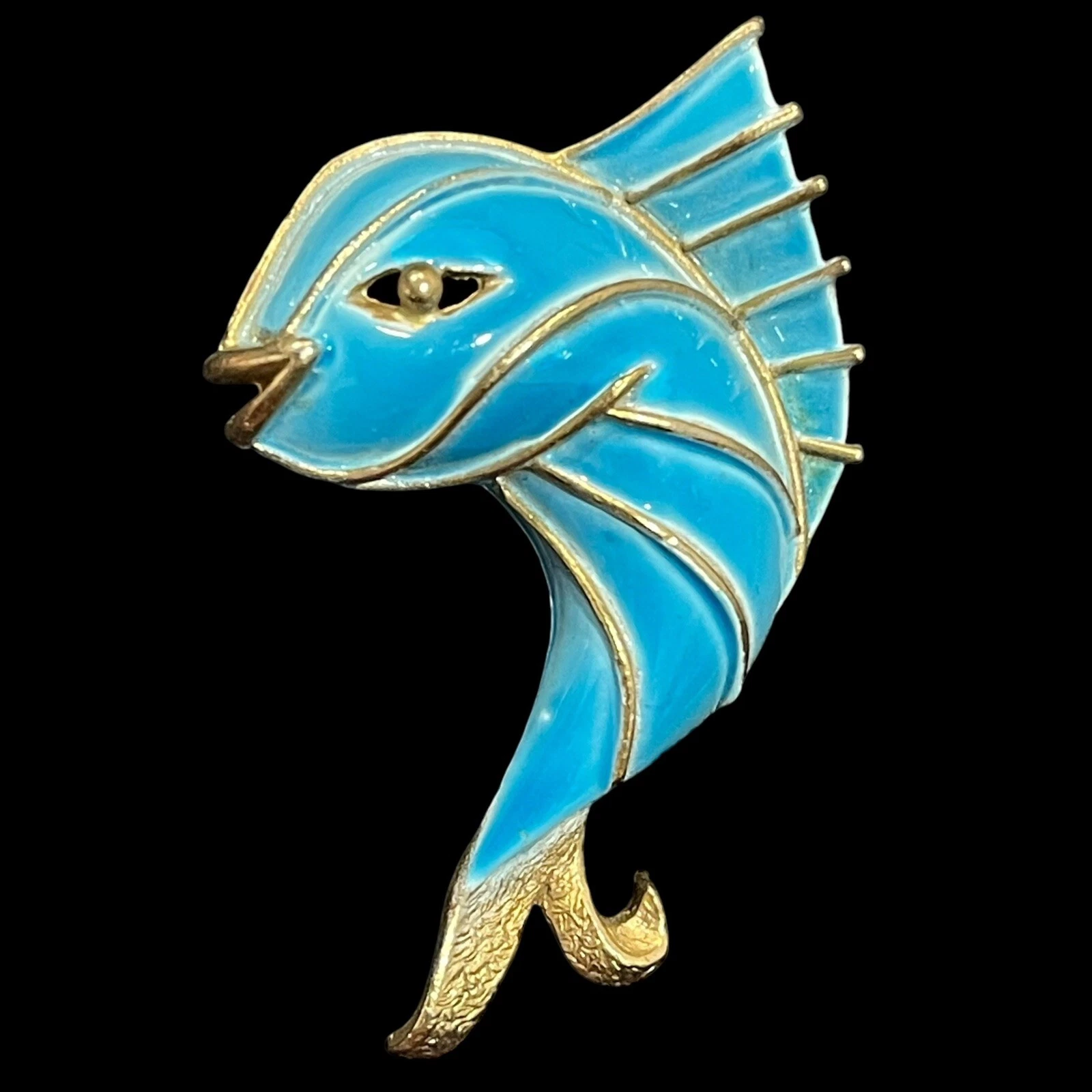 JJ JONETTE Pin Blue Dolphin Beachy Sea Ocean Fish Nautical Rare Color Vintage